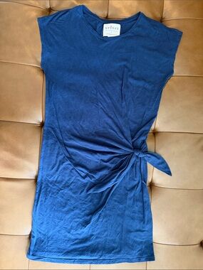 Velvet by Graham & Spencer Navy Side-Tie Tunic Top